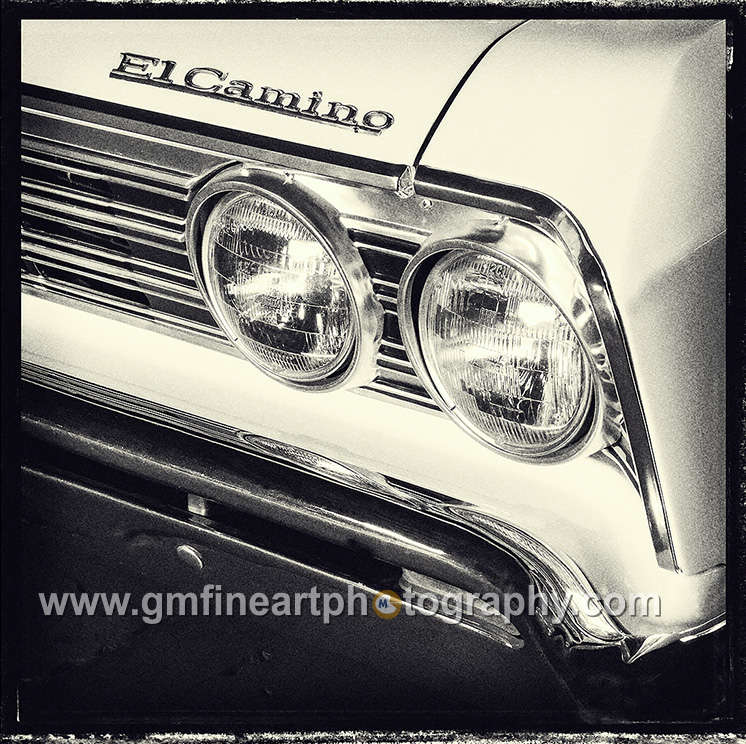 detailed front end with two headlights of a Chevy El Camino.